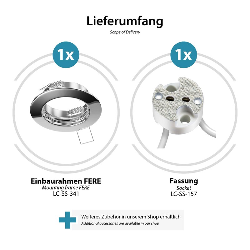 ledscom.de Fere Ceiling Mounting Frame Round Glossy Chrome (LED/Halogen/MR16/50 mm)