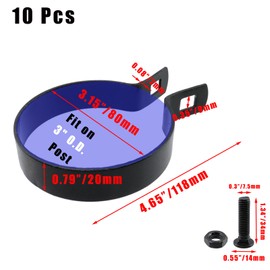 Tighall 10 Pack Brace Bands for Chain Link Fences with Bolts & Nuts, Black Chain Link Brace Band, Iron Fence Clamps, Easy Snap-On Installation (3.0" OD)