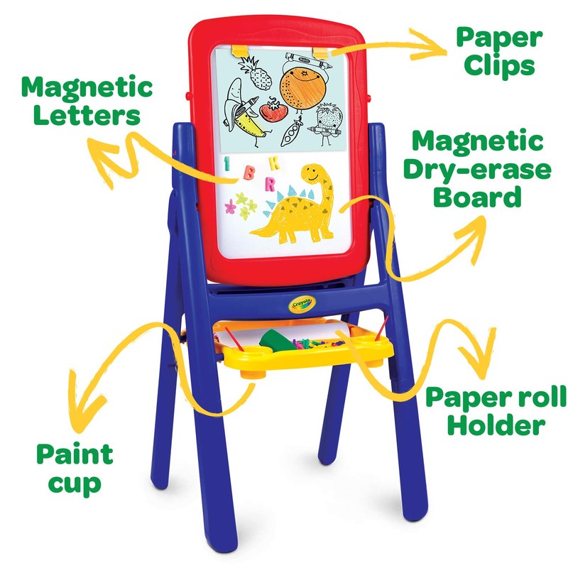 Crayola Qwikflip 2-Sided Kids Easel – 360° Rotating Magnetic Whiteboard