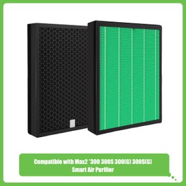 Hichoryer Airmega Max2 300 Filter Replacement, Compatible with Coway AIRMEGA Max2 300/300S Air Purifiers, True HEPA & Activated Carbon Filter, Part#AP-1515-FP, 1Set