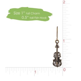 Spinningdaisy Antique Bronze Musical Instrument Earrings Crystal Violin