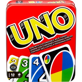 UNO Original Caja Metálica, Juego de Mesa Familiar de 2 a 10 Jugadores                                                                                