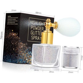 Spray Iluminador Corporal Brillantina Cabello en Color Plata, Polvo Brillante en Aerosol Multiuso para Maquillaje y Cuerpo
