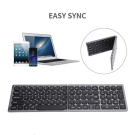 Hilitand Teclado Bluetooth Plegable, Teclado Plegable Ultradelgado Inalámbrico Máquina de Escribir de Tamaño Completo para iOS para Android para Windows Laptop Tablet Smartphone(Gris)