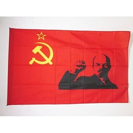 AZ FLAG - Flagge Sowjetunion Udssr Mit Lenine Erhobener Faust - 150x90 cm - Kommunismus Fahne 90 x 150 Cm Scheide Für Mast - Flaggen