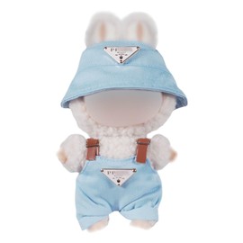 17cm Doll Clothes Cute Set, (NO Doll) Exquisite Design Dolls Accessories Clothes(Blue-Triangle Logo-Hat + Overalls)