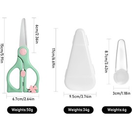 2 Ceramic Baby Food Scissors - Portable Scissors - Kids - Healthy Food Cutter with Dust Cover - Easy to Cut Baby Food Cuts Meat, Chicken, Vegetables, Fruits