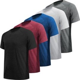MLYENX 5/7 Pack Workout Shirts for Men Quick Dry Moisture Wicking Mens Gym Shirts Athletic T-Shirts