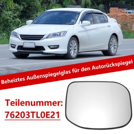 Auto-Rückspiegelglas für die rechte Beifahrerseite,Ersatz mit Trägerplatte, beheiztes weißes Glas für Honda Accord 2008–2015, Ersatz 76203TL0E21,1 Stück