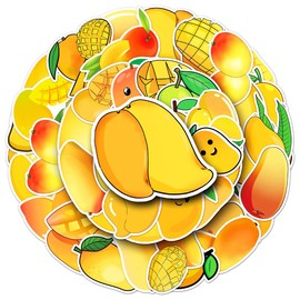Mango Stickers |50 Pcs Mangoes Waterproof Vinyl Decals for Helmet Water Bottles Bicycle Laptop Refrigerator Luggage Computer Mobile Phone Skateboard Bike Décor