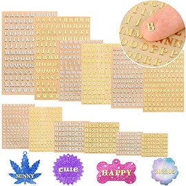MIKIMIQI 12 Pcs Letter Resin Stickers Mini Alphabet Number Stickers for Resin Supplies, Alloy Self Adhesive Letters Stickers for Epoxy Resin Casting Decoration, Glitter Gold and Silver 4.5mm 3mm