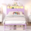 Weehom Twin Bed Frames with 2 Tiers Wood Storage Shelves