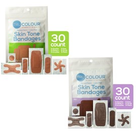 Tru-Colour Skin Tone Bandages Variety Pack, Flexible Fabric Adhesive Strips, Beige, Brown, Dark Brown, Olive - 4 Pack, 120 Count