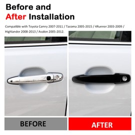 DEYTOP Door Handle Cover for Toyota Camry 2007-2011/Tacoma 2005-2015 Door Handle Covers for Highlander 2008-2013 Door Handle Protector for Lexus RX330/RX350 (Gloss Black)