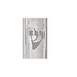 Art Judaica Mezuzah Plastic Clear with Silver Shin 12cm with Rubber Plug