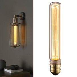TORCHSTAR LED Tubular Decorative Light Bulb 2.3W, T10 Edison Light Bulbs, E26 Base, Dimmable Virtual Filament Vintage Edison Bulb, Beautiful Tube Decor Bulb, Amber Glass, 2000K Soft Warm, UL Listed