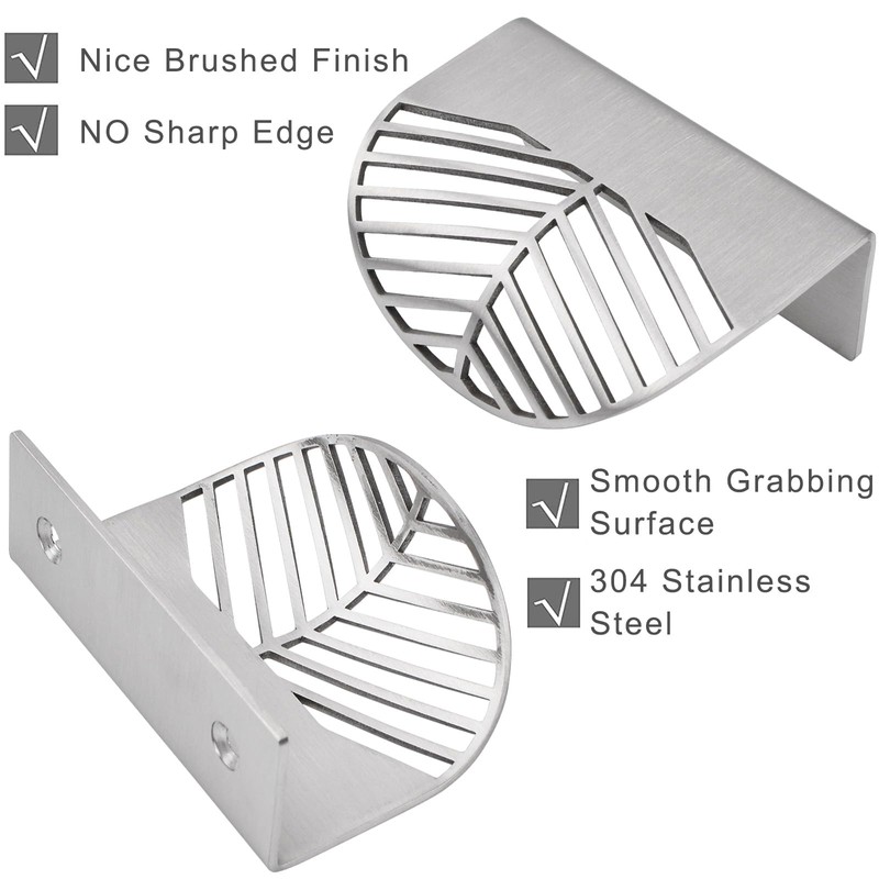 MOROBOR Stainless Steel Finger Edge Pulls, 4pcs Leaf Shaped Cabinet