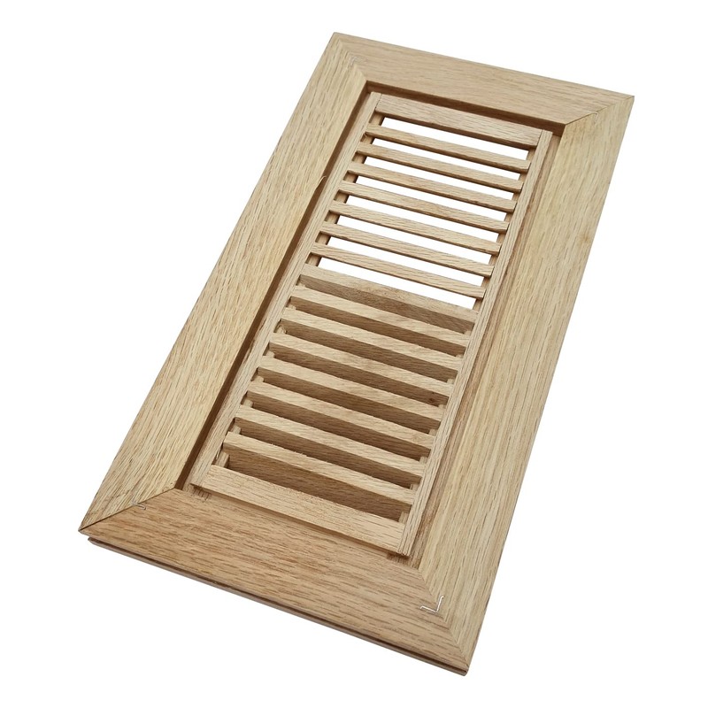 Hardwood Red Oak Floor Register, Flush Mount with Frame, 4x10