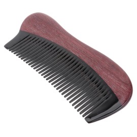 Healvian Natural Ox Horn Brush Anti-static Hair Comb Fine Teeth Handmade Sandalwood