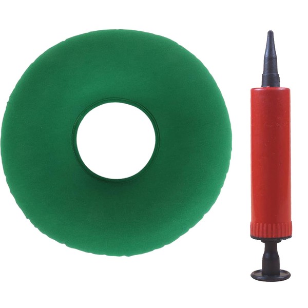 SZXMDKH Donut Cushion Seat, Portable Inflatable Ring Cushion for Hemorrhoid, Tailbone, Coccyx Pain Relief - Air Pump Included (Green)