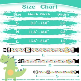 PREHAI Cute Cotton Dog Collar for Small Medium Large Dogs Special Design Cute White Dinosaur Dog Collar for Boy Male Dogs Soft Adjustable Dinosaur Puppy Collars for Boy Male Dogs Pet Collar