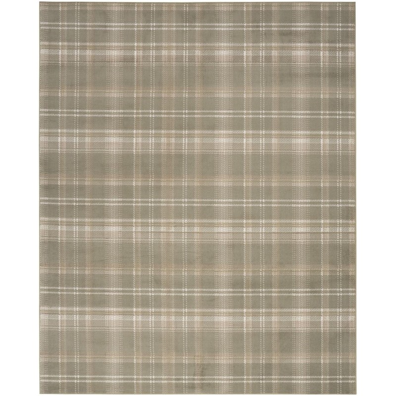HomeRoots 4' X 6' Olive Green and Ivory Plaid Area