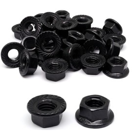 YuGtcen 30pcs M10 x 1.5mm Flange Nut Thread Hardware Nuts, 304 Stainless Steel Serrated Flange Metric Hex Flange Nuts Bright Finish Zinc Plating Black