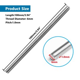 LWCUSNJ 6pcs Fully Threaded Rod, 304 Stainless Steel Right Hand Threads Rods, with Nuts and Flat Washer,for Clamps, Hangers and U-Bolts (M6 x 100mm)