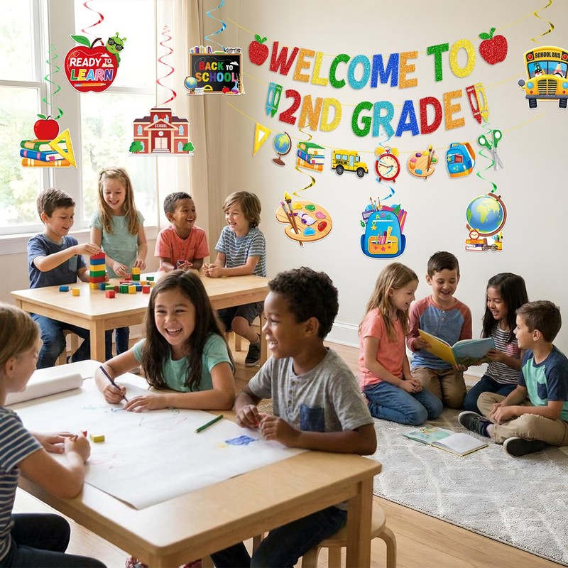 Welcome to 2nd Grade Decorations, Back to School Banner with