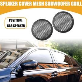 Partuto 2 Pcs 6" Universal Speaker Cover Mesh Subwoofer Grill - Plastic Black