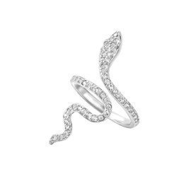GAUEIOUR Snake Ring,Women's Medusa Snake Ring, Open Curved Snake Jewelry, Alloy Snake Zircon Jewelry, Minimalist Style, Jewelry Gift (Silver)