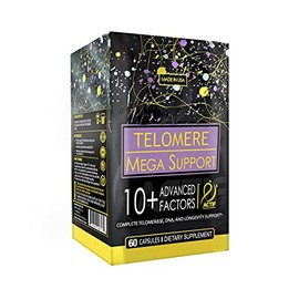 ACTIF Telomere Mega Support con más de 10 factores, sin OMG, Telomerasa y suplemento de ADN para energía, memoria y antienvejecimiento, fabricado en E