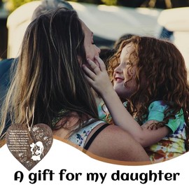 Inspirational Daughter Gifts from Mom Daughters Brown Wooden Heart Ornament Gifts for Daughter Long Distance Relationship Gift Idea