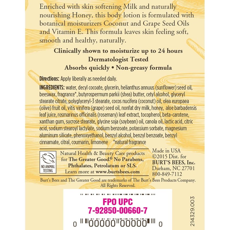 Milk & Honey Body Lotion Burt's Bees Body Lotion 2.5