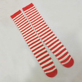VALICLUD Christmas Red White Stockings Thigh High Striped Over Knee Socks for Women Girls- Size cute
