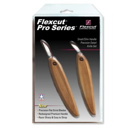 Flexcut Pro Series Wood Carving Tools - USA-Made Slim Knife Set - 1 Inch Chip Knife & 1-3/8 Inch Detail Knife with Smaller Ergonomic Handles (FP100)