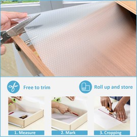 Zindoo Drawer Mat 30 x 150 cm 3 Rolls Non-Slip Mat Non-Slip Film Cut to Size Protector for Drawer Shelf in Cupboard Protection Against Scratches and Moisture Transparent