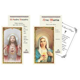 Spanish Catholic Our Father Prayer Card - Hail Mary Prayer Card, The Lord's Prayer Card - Laminated Our Father Holy Card, Hail Mary Card Set - Ave Maria Oracion, Padre Nuestro Tarjeta - 3 Items
