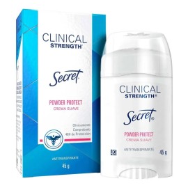 Antitranspirante Secret Clinical Strength Powder Crema 45g Fragancia Suave como algodón