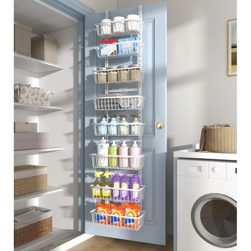 Mefirt White 12 Inch Wide Narrow Over The Door Pantry
