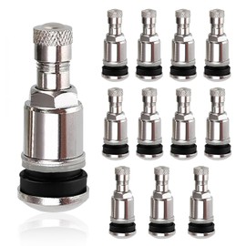 YUDAWN Car Tyre Valve 11.3 mm, Pack of 12 Car Valve TR525 Steel Tyre Valve Universal Metal Rim Valves for Tyres of Car Truck Motorcycle Bicycle (Silver)