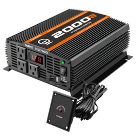 TVNIKD 2000 Watt car Power Inverter 12V to 110V/120V Inverter for car Truck semi Truck Vehicles Camping with 1 USB Ports and 2 AC Outlet Power Converter with LCD Display 2000W Inverter