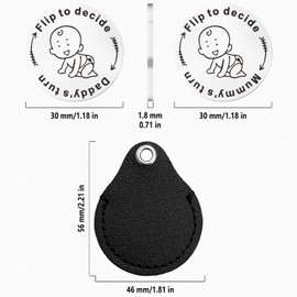 Geiomoo New Parent Decision Coin, Stainless Steel Double Sided Baby Gift with Leather Keychain for Moms Dads (Style I)