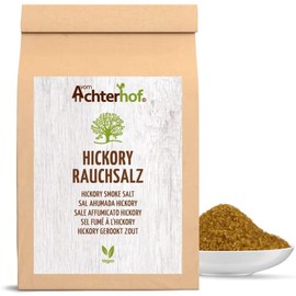 Achterhof Hickory Smoking Salt 250 g with Exquisite Smoke Flavour American Barbecue Salt Ideal for Sauces, Marinades, or for the Preparation of Roasts or Grilled Meat