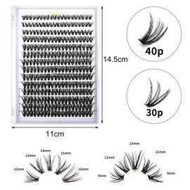 iCovalescent 280 Pieces Lashes Extension Set, Eyelash Extensions Set, DIY Cluster Eyelashes, D Curl, Individual Eyelash Extensions
