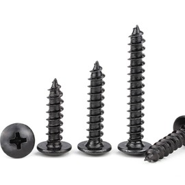 BACSHBY 20 Pcs M3x8mm Self-Tapping Wood Screws Carbon Steel Mushroom Head Set Sheet Metal Nails Full Thread Black Furniture Machinery Screws