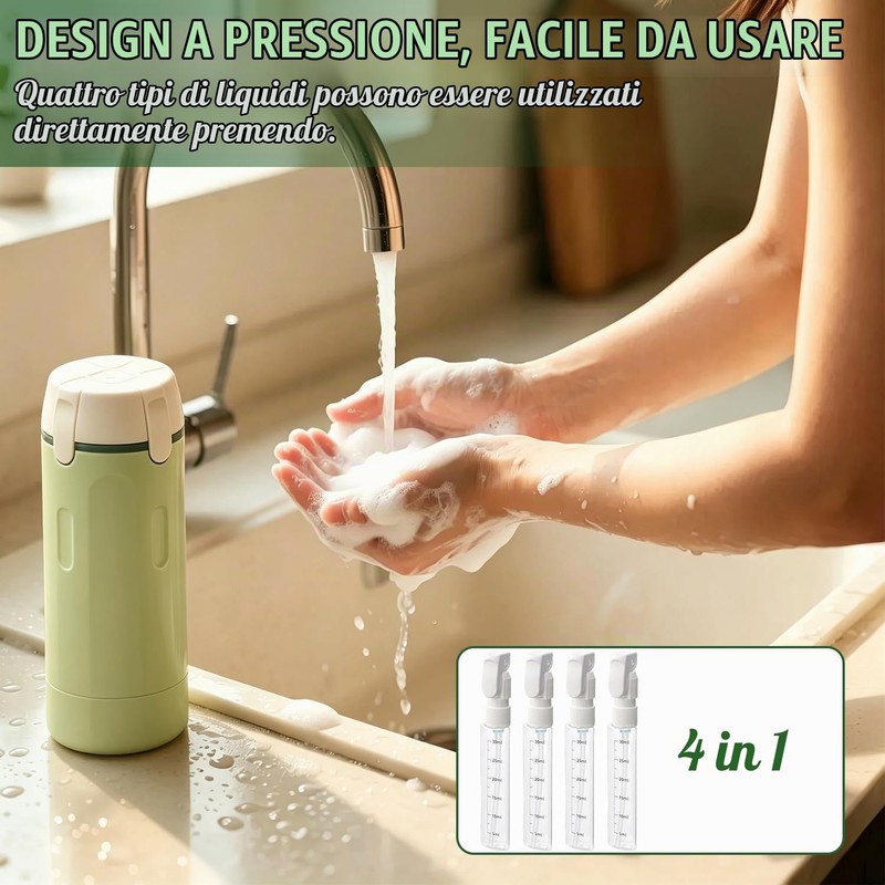 Set di flaconi dispenser da viaggio 4 in 1, Dispenser