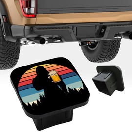 Trailer Hitch Cover Sasquatch and Beer Square 2 Inch Receiver Tube Plug Cover Compatible with Most Models Hitch Receivers Plug for Pickups Trucks Cars Suvs
