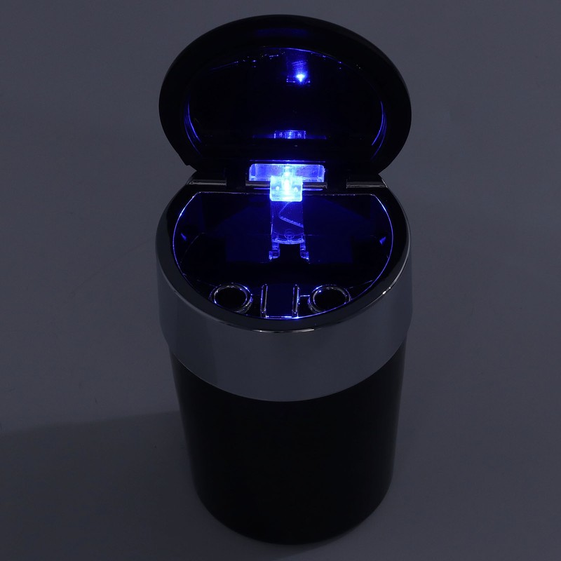 Car Ashtray Smokeless Blue LED Ashtray Cup Holder with Double
