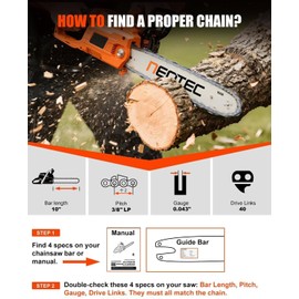 NEOTEC 10 Inch Chainsaw Chain 3/8" LP Pitch .043" Gauge 40 Drive Links, Fits For Milwaukee M18 FUEL Pole Saw, Ryobi P546, Worx WG322, LCS1020, CMCCS610D1 - R40 (3 Chains) - Semi Chisel